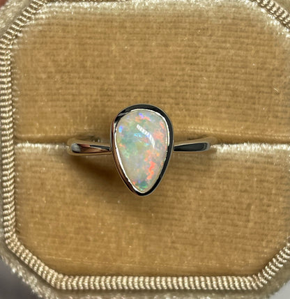 Pink Tear Drop Ring - Sterling Silver, Size 7.5, O 1/2