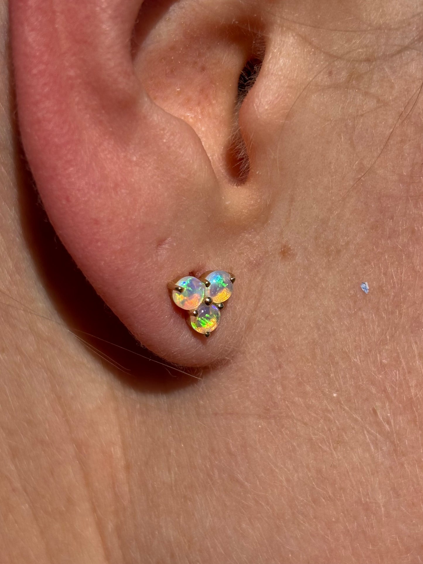 Blue trilogy crystal opal studs - 9k gold