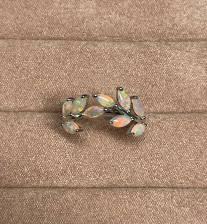 Opal Vine Ring - Sterling Silver, Size 5, K