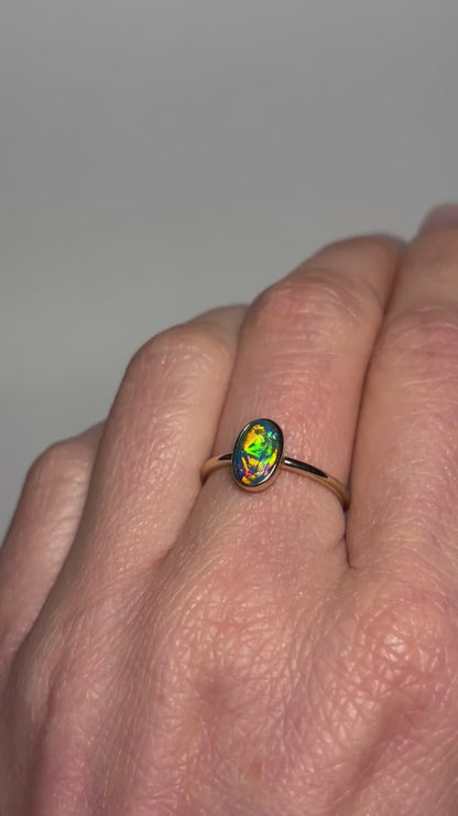 Eclipse Doublet - 9k gold ring, size 5.5, K
