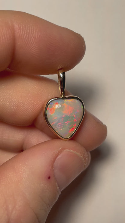 Pink Aurora Heart Pendant - 14k gold