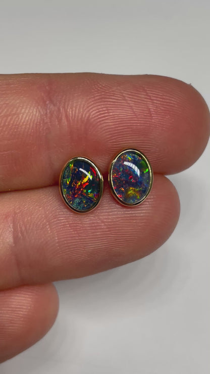 9k Stud Triplet Earrings