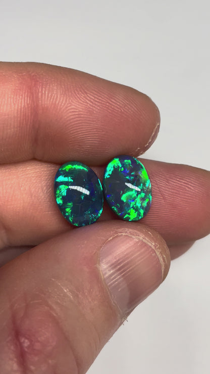 7.8ct Lightning Ridge Black Opal Pair