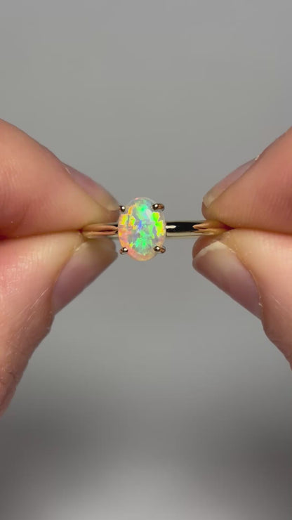 Luminous Opal Ring - 9k, Size 5, K