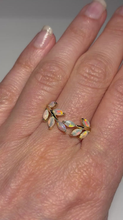 Opal Vine Ring - 9k, Size 7, O