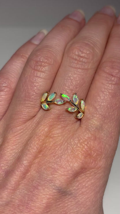 Opal Vine Ring - 9k, Size 8, Q