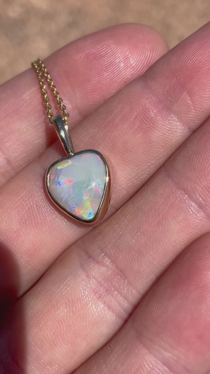 Pink Aurora Heart Pendant - 14k gold