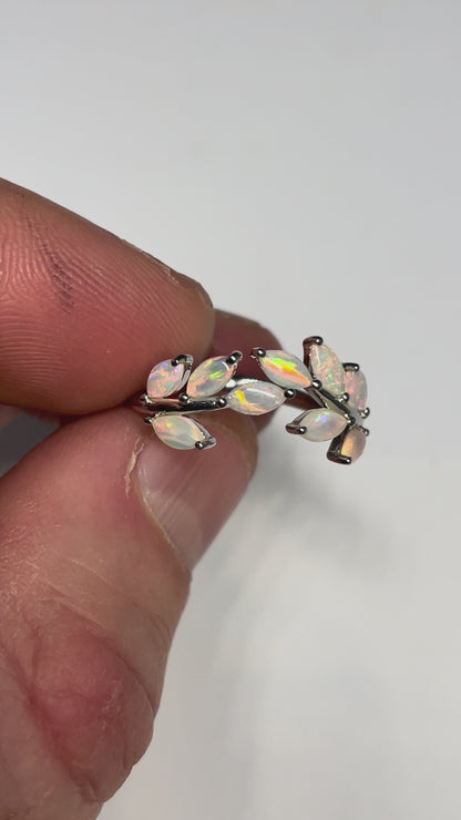Opal Vine Ring - Sterling Silver, Size 6, M