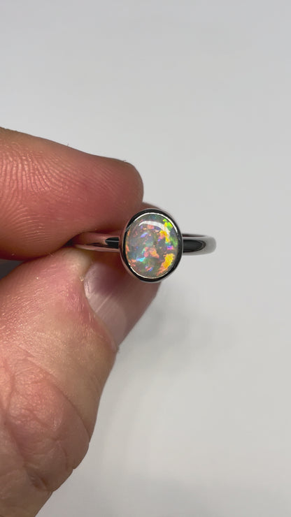 Iridescent Ring - Sterling Silver, Size 5.75, L