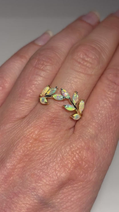 Opal Vine Ring - 9k, Size 6, M