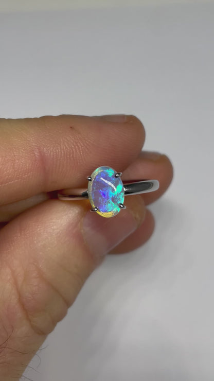 Lagoon Light Ring - Sterling Silver Ring, size 7.25, O