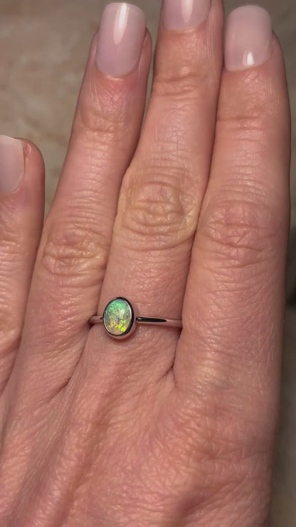 Olympic Green & Gold Ring - Sterling Silver, Size 5.75, L